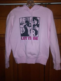 WOMEN'S SMALL PINK BEATLES LET IT BE PULLOVER HOODIE SWEATSHIRT