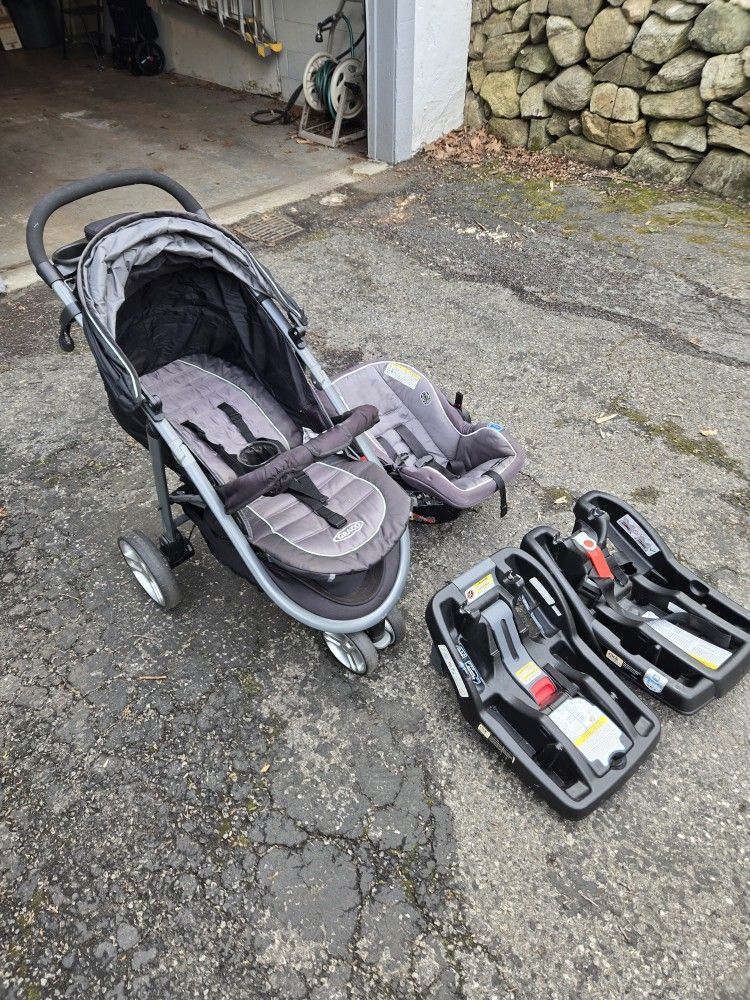 Graco SnugRide 35 Infant Seat + 2 Bases + Aire3 Stroller