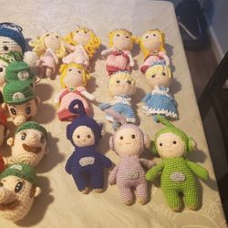 Hand Knitted tree ornaments 