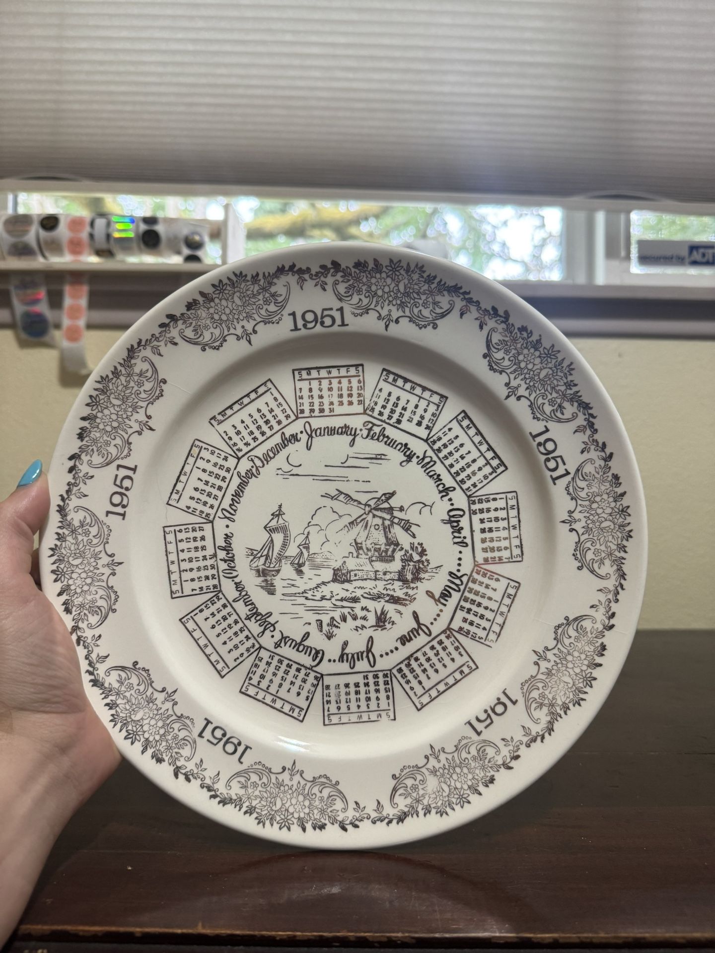 Vintage Calendar Plate 1951 Birth Year Zodiac Design