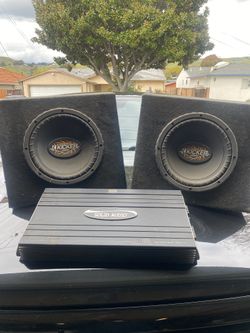 Two Car Speakers With An Amp