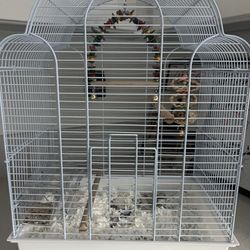Bird Cage , 2 Toys , & 1LB Of Love Bird Food 