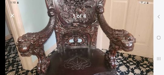 Antique Highly Carved Throne Chair