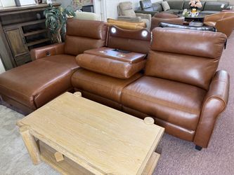 Furniture - 3 pc genuine leather storage sectional- Thandler