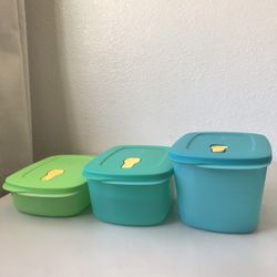 Tupperware Crystalwave Microwave Containers Rectangle Green Lunch Set