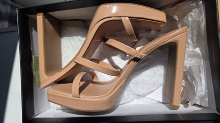 Nude Platform Strappy Heeled Sandals