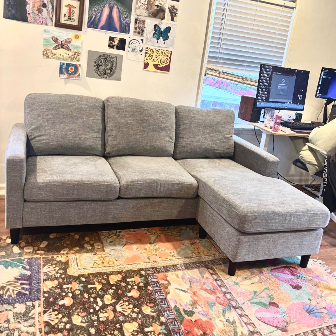 Living Spaces Linen Fabric Sectional Sofa - Just Bought Brand New