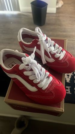 Vans Red and White Low-Top Sneakers