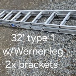 32' Werner aluminum ladder -type 1(250#)-w/Werner spring leg