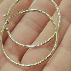 Diamond Cut Sterling Silver Hoops