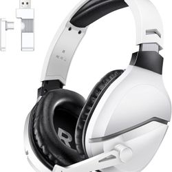 Wireless Gaming Headset with Noise Canceling Microphone for PS5, PC, PS4, 2.4G/Bluetooth Gaming Headphones with USB and Type-c Connector, Wired Mode f