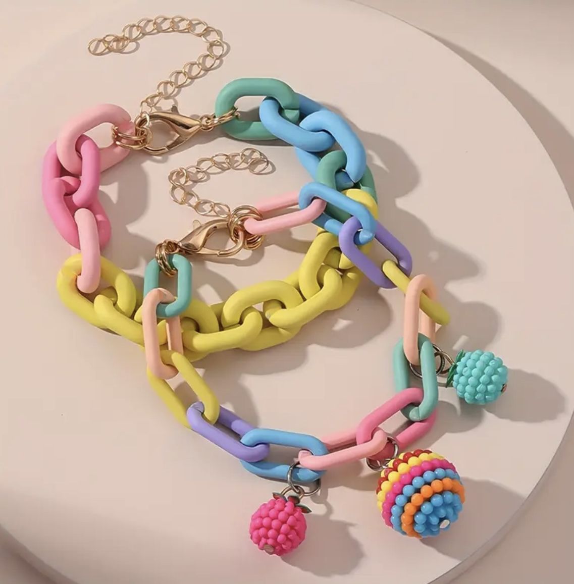 Brand New Vibrant Chain Bracelet Set with Playful Balls
