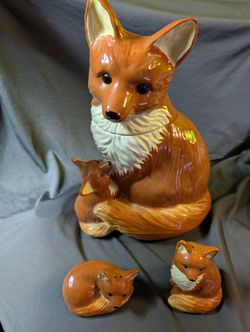 Fox Cookie Jar And Salt And Pepper Shakers