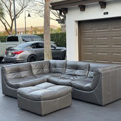 Couch/Sofa Sectional - Modular - Gray - Genuine Leather - Chateau Dax - Delivery Available 🚛
