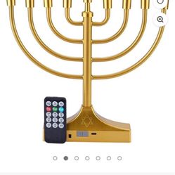 NbHnJs Electric RGB Led Menorah for Chanukah Hanukkah Decorations,Gold