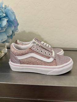 Girls Pink Glitter Vans Size 11