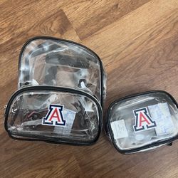 University of Arizona Wildcats cclear bag 2 pack. 1-backpack and 1-famny pack. Brand new