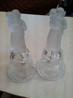 Set of 2 Crystal Bride & Groom Wedding Bells