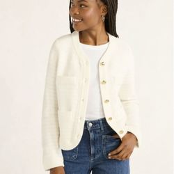 Cream Women Welt Pocket Cardigan Sweater size XL(16-18)   (Z)