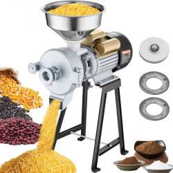 146#  Electric Grain Mill Grinder, 3000W Spice Grinders, Commercial Corn Mill with Funnel, Thickness Adjustable Powder Machine, Heavy Duty Feed Flour 