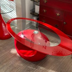 Red  Oval Coffee Table 