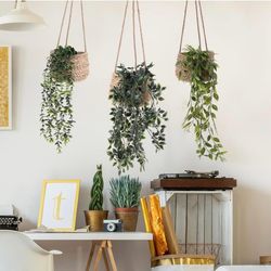3 Pack Fake Hanging Plants with Woven Basket Pots (unboxed)