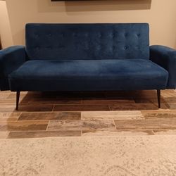 Blue Velvet Reclining Sofa