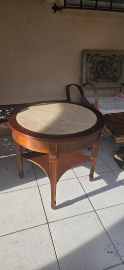 Wooden table Faux Marble top