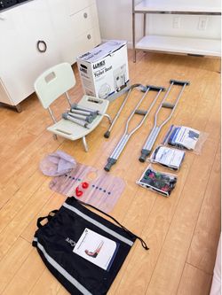 Toilet seat , shower chairs , everything you see in the picture
