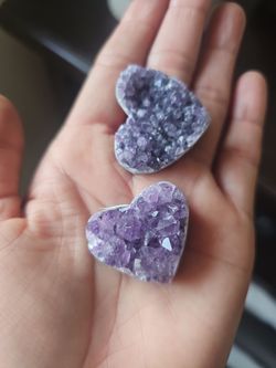 Amethyst Crystal Heart Cluster Set of 2