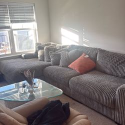 TRENDY GRAY SOFT PLUSH COUCH 