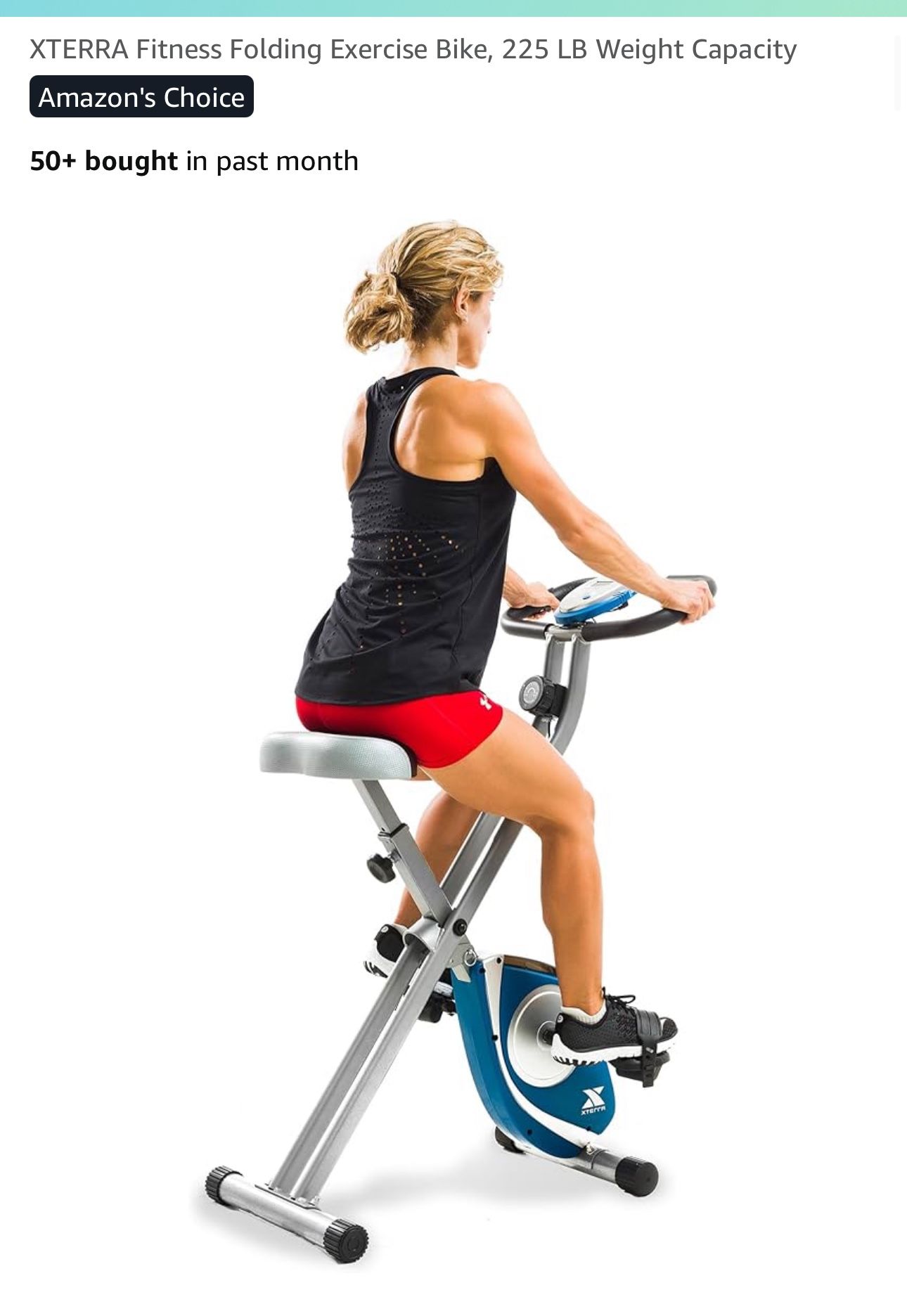 XTERRA Fitness Folding Exercise Bike, 225 LB Weight Capacity