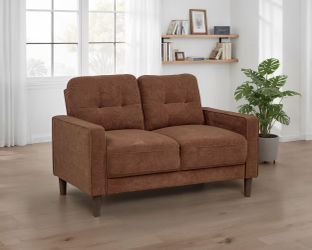 Bowen II Rust Fabric Upholstered Track Arm Loveseat