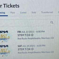 STS9 (Soundtribe Sector 9), 2 -Day Passes Red Rocks Amphitheater 