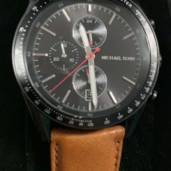 Michael Kors brand new Accelerator Chronograph Black Dial Tan Leather Men's Watch MK838