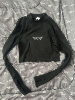 Black Long Sleeve Top With Heart Size S