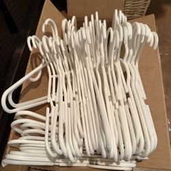 Box Of 130+ Kids White Plastic Hangers