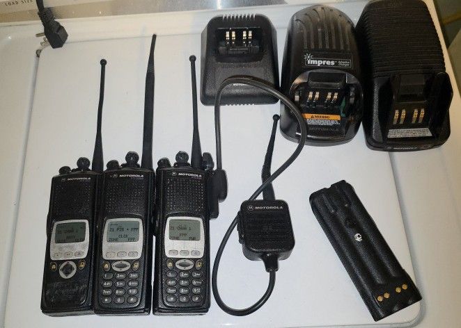 3 Motorola Xts5000 ASTRO Model 2 And Model 3 With All Original Motorola Accessories