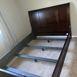 Wood Bed Frame Dark Brown 