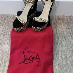 Pyraclou Metallic Spike Red Sole Wedge Sandals