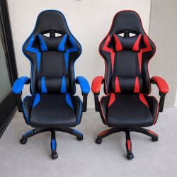 New In Box $75 Each Black With Blue Or Red Accent Gamer Gaming Game Office Computer Chair Racing Bucket Style Seat Reclinable 