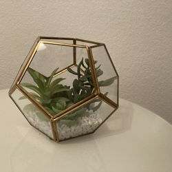 Terrarium with Faux Succulents 