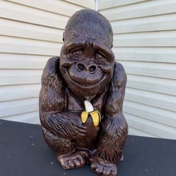 Monkey Holding Banana Statue 