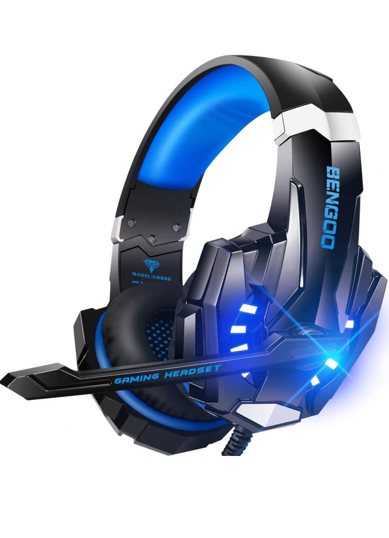 Brandnew  G9000 Stereo Gaming Headset for PS4 PC Xbox One PS5 Controller, Noise Cancelling Over Ear Headphones with Mic, LED Light, 7.1 Surround Sound