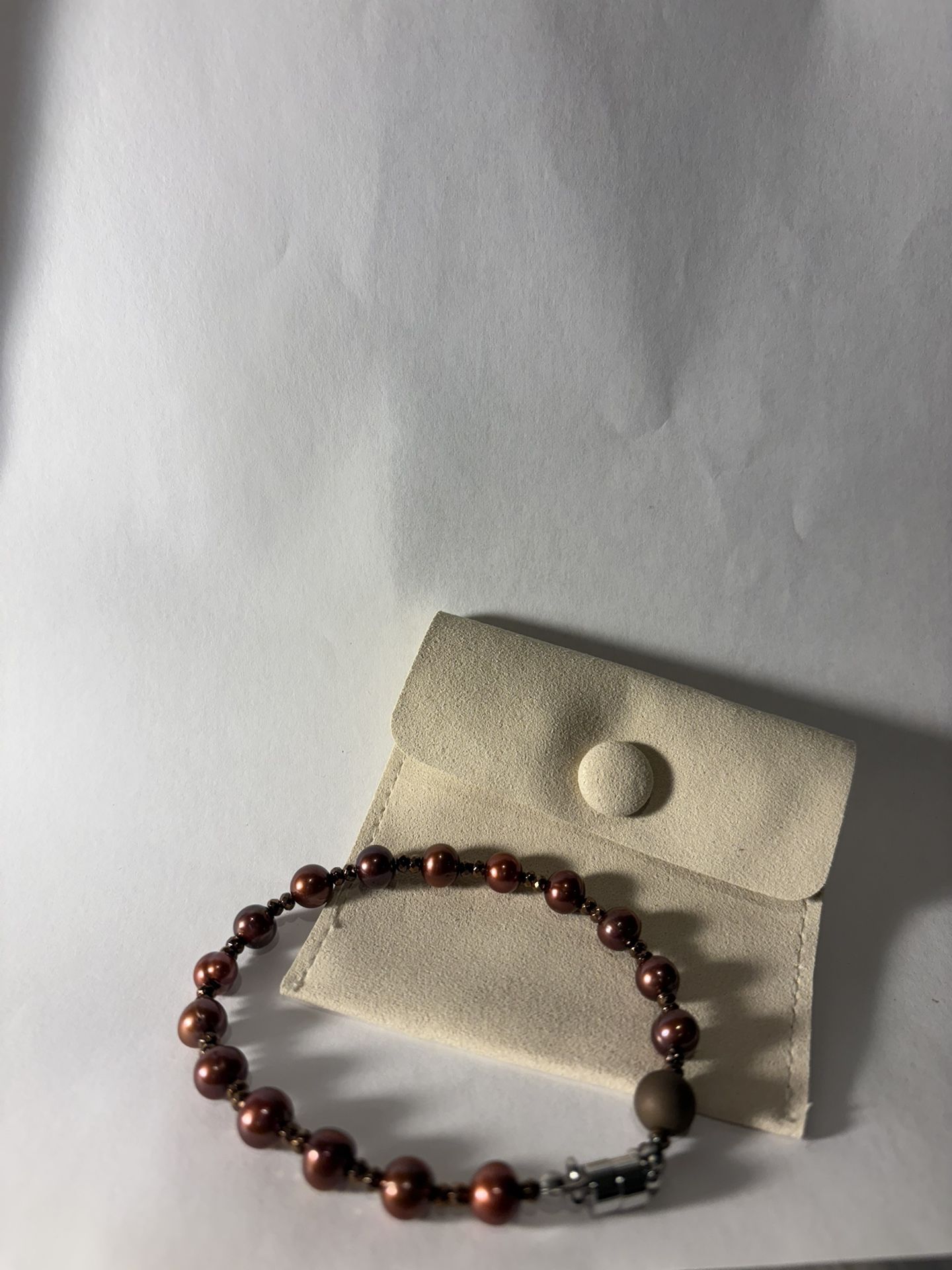 Chocolate Grade A Freshwater Pearl With Brown Hematite