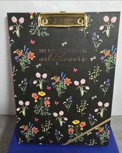 Wildflowers Floral Clipboard with Gold Clip