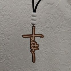 Handcrafted Wooden Faith Cross Necklace