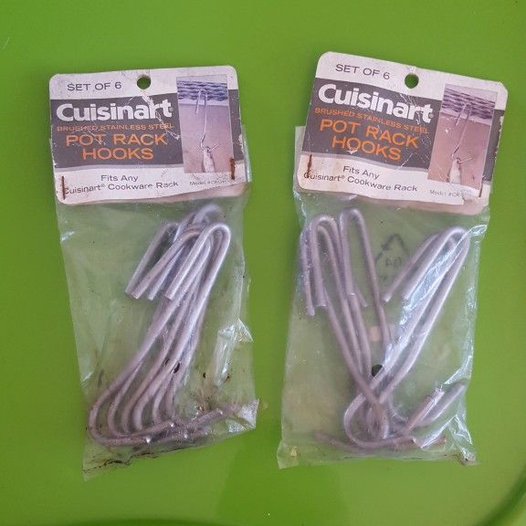 Two Set Of 6 Cuisinart  Brushed Stainless Steel Pot Rack Hooks