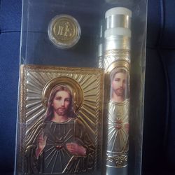 Set De PRIMERA COMUNION/CONFIMACION con Biblia, Vela y Rosario REPUJADO