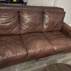 Brown leather couch